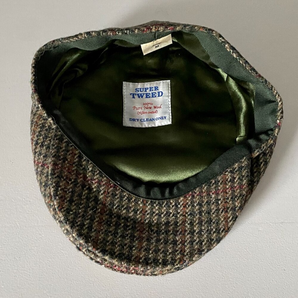 Super Tweed New Wool Tweed Newsboy Golf Hunting Heritage Preppy 80s Flat Cap M